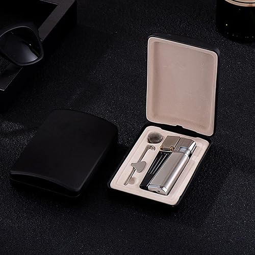 2 en 1 Set Allumeur en Métal avec Tuyau Pliable, Portable Boîtier de Briquet avec Flamme Ouverte, Anti-Vent, pour Camping Barbecue Cuisine Conception, Cadeaux pour Hommes et Pères (Argent) - Nail Gallerys