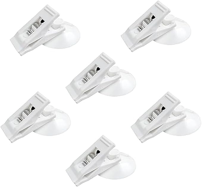 EBILUN Lot de 6 Clips pour Rideau de Douche avec Ventouse pour éviter Les éclaboussures d'eau, Protection Contre Les éclaboussures Coupe-Vent, il Suffit d'appuyer sur Le Clip sur Le Mur. - Nail Gallerys