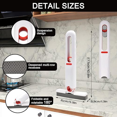 Vibbang Mini Vadrouille, Mini Vadrouille de Nettoyage de Bureau Lavable à la Main, Balai éponge avec Fonction Essorage, Mini Vadrouille Auto-serrante Portable pour Salle De Bain, Cuisine, Bureau - Nail Gallerys