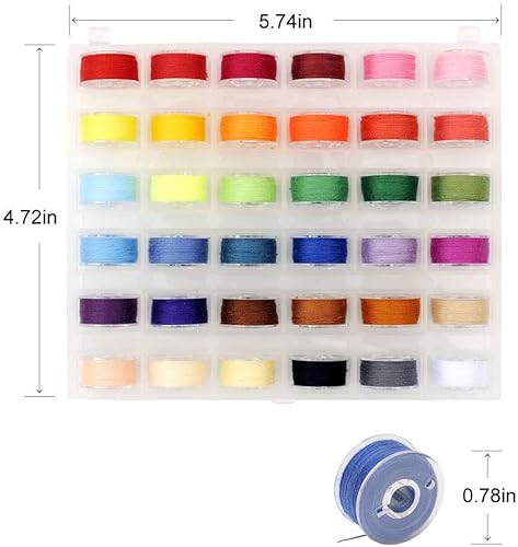 Coudre Bobines 36Pcs, Machine à Coudre Fil de canette avec boîte de Rangement, bobines pré-bobinées pour Brother/Babylock/Janome/Elna/Kenmore/Machine à Coudre Singer, Couleurs Assorties - Nail Gallerys