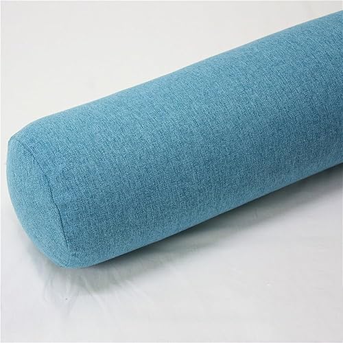 Housse de traversin cylindrique en lin pour tout le corps - Pour soutien du bois - Pour mousse à mémoire de forme, mousse déchiquetée/coton (bleu, 15 x 45 cm) - Nail Gallerys