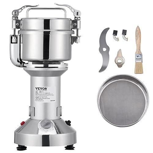 VEVOR Moulin à Grain Électrique 300 g 1200 W Broyeur à Épices avec Lames Inox à 3 Couches Moulin à Café Broyage Super Fin 25000 r/min Finesse 40-200 Mailles pour Moudre Matières Secs Céréales Herbes - Nail Gallerys