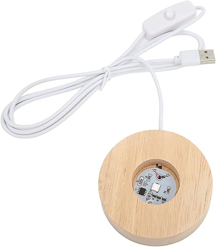 Joyzan Socle Lumineux LED en Bois, Présentoir Cristals Éclairé LED, Base Lumineuse avec Interrupteur USB Support Ronde D'affichage Présentation pour Acrylique Cristal Verre Résine Maison Décoration - Nail Gallerys