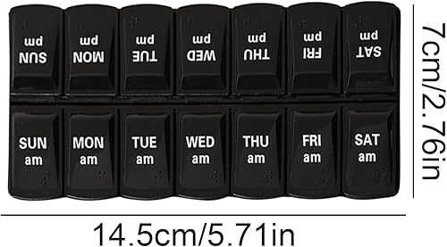 Boîte de stockage de médicaments - boîte de médecine portable | Polyvalent 7 jours 2 fois par jour AM/PM Planificateur de médicaments, 7 compartiments Dispensateur de pilules, étui de pilule pour la - Nail Gallerys