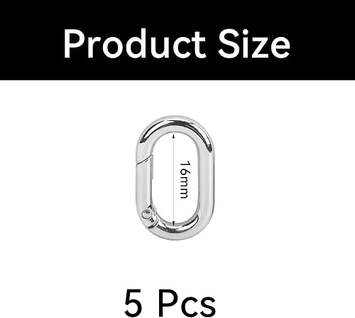 Lot de 5 fermoirs mousquetons ovales argentés - Pour collier, bracelet, bijoux - Fermoir ovale - Mini fermoir à ressort - Pour porte-clés, bijoux, bricolage - Nail Gallerys
