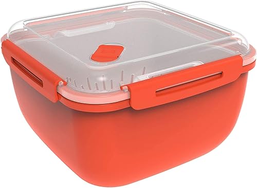 Rotho Memory Microwave Cuiseur à vapeur 2,5l avec tamis pour micro-ondes et cuiseur à vapeur, Plastique (PP) sans BPA, rouge/transparent, 2.5l (19.5 x 19.5 x 12.1 cm) - Nail Gallerys