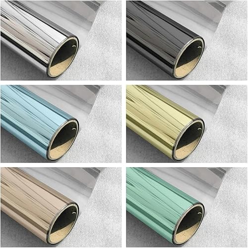 Ymnilian Film Fenetre Anti Regard,Film Miroir pour Fenetre Teinte de fenêtre de Protection Solaire Miroir, Blocage de la Chaleur, Films de fenêtre solaires(Silver,50x300 cm) - Nail Gallerys