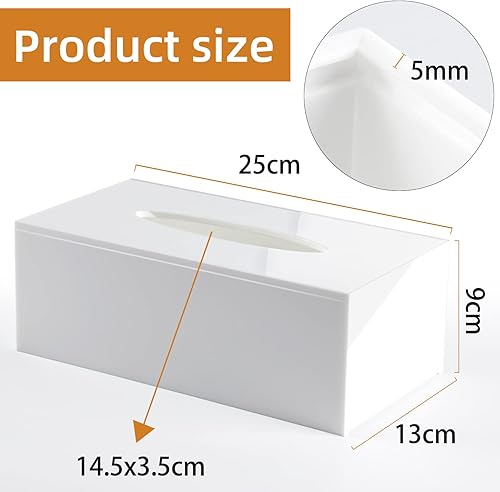 GOCUODE Boite Mouchoirs(Purement Fait Main),Boite a Mouchoir Acrylique, Distributeur de Mouchoirs pour Chambre à Coucher Salon Bureau Voiture (Blanc) - Nail Gallerys