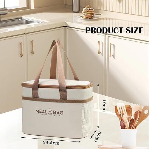 MSLSOZ Sac à déjeuner pliable, sac isotherme repas, résistant à l'eau, sac à déjeuner isotherme réutilisable pour femme, homme, enfant et étudiant, voyage, pique-nique (Kaki). - Nail Gallerys