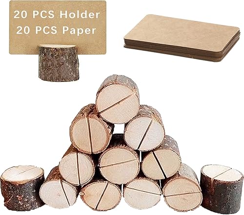 20 Pièces Porte-Cartes de Table en Bois, Stand en Bois Porte Cartes, Bois Naturel Support Photo Carte, Porte Menu Mariage Bois, avec 20 Papiers Kraft, pour Restaurant, Mariage, Banquet et Fêtes - Nail Gallerys
