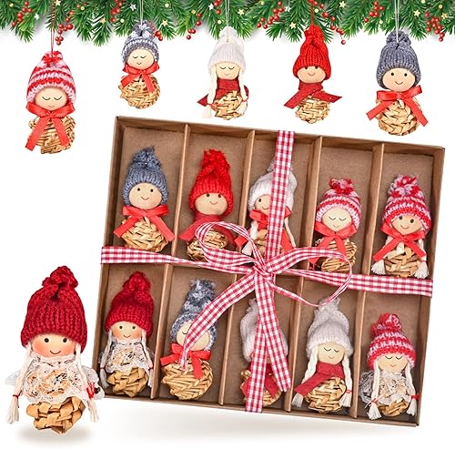 Hymarvo Decoration Noel Sapin Suspension, 10 Pièces Ange Lutins Arbre de Noël Pendentif, Naturel Ornements D'arbres Cadeau Mignonne Loisirs Créatifs - Nail Gallerys
