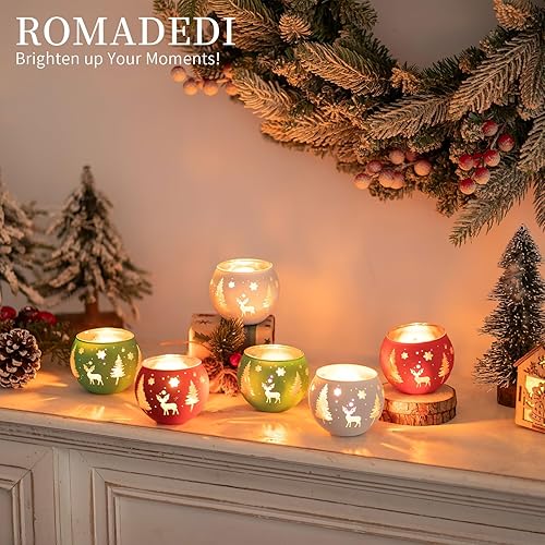 Bougeoir De Noel Verre Pour Decoration Noel：Romadedi Lot De 6 Photophore Bougie Pour Bougies Chauffe Plat Deco Table Noël Verre De Noel Pour Maison Fenetre Contenant Pour Bougie Salon Interieur Cadeau - Nail Gallerys