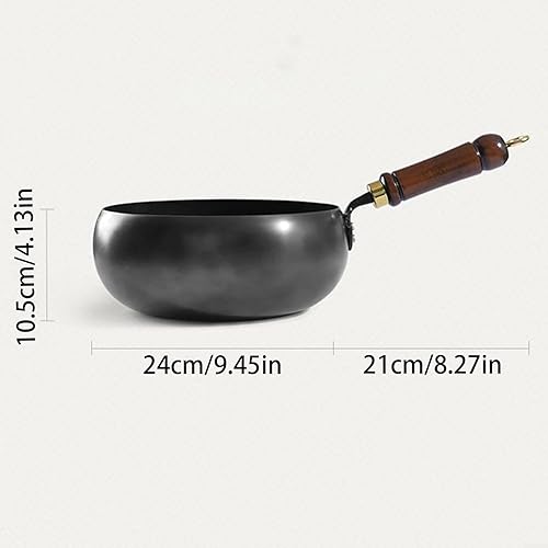 Wok en fonte | Poêle à frire en fonte | 28 cm chinois fait à la main casserole sans bâton | Pan iRon japonaise avec poignée en bois couvercle | Pas revêtement pour poêles plaques cuisson d'induction - Nail Gallerys