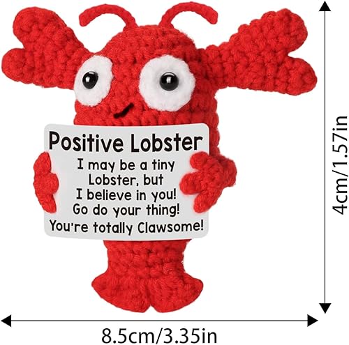 Générique Inspirational Crochet Positive Lobster, Plush Toy, Handmade Mental Health Encouragement Gift, Cute Yarn Decor for Teacher, Coworker, Mom, Friends, Desk Companion, Comfort Reminder - Nail Gallerys
