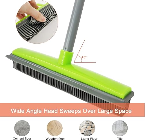 IZSOHHOME Balai Poussoir Balai d'épilation pour Animaux de Compagnie, Balayage de Tapis sans Rayures pour Poils de Chat/Chien Brosse à Carreaux de Bois Dur fenêtre (Vert) - Nail Gallerys