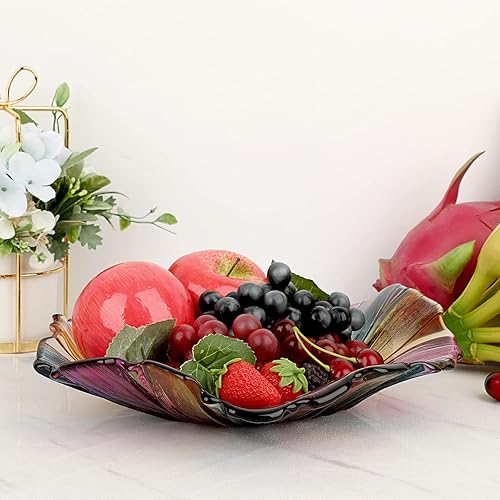 IGNPION Bol à fruits créatif en verre coloré – Plateau décoratif de table pour bonbons, fruits - Nail Gallerys