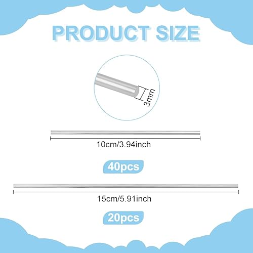 BENECREAT 60pcs 2 tailles 304 tiges en Acier Inoxydable, Épingles à Tige en Acier Inoxydable Massif de 10cm/15cm, pour Panneau de Blocage du Crochet, Fournitures de Tricot, 3 mm de Diamètre - Nail Gallerys