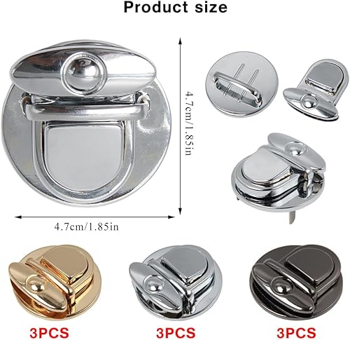 Pilikoll 12 Pièces Fermoir à Pression Sac à Main Fermoirs de Sacs Purse Lock Fermoir à Pression Attache Bouton Fermoirs Verrouillage Sacs pour DIY Craft Wallet, Fabrication de Sacs à Main - Nail Gallerys