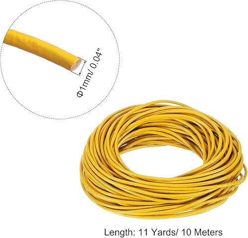 QUARKZMAN 11 Yards 1mm Cordon en Cuir Rond pour Artisanat DIY Jaune - Nail Gallerys