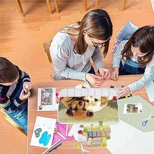 HHHU Kits De Crochet De Loquet Bricolage Tapis, Kits De Crochet De Loquet Coussin Broderie Cadeau Créatif pour Enfants/Adultes Débutant Ours Indien (42 × 42 Cm) - Nail Gallerys