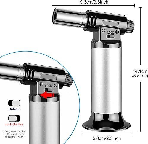 2 PCS Chalumeau De Cuisine, Chalumeau Rechargeable, Torche De Cuisine, Flamme Réglable Chalumeau, Flamme Torche De Cuisine (Butane Non Inclus), Pour Crème Brûlée, Bricolage, Desserts - Nail Gallerys
