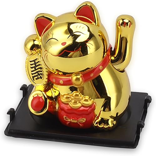 Ensemble de Bras Agitant Lucky Cat, 2 Pouces Maneki Neko Lucky Fengshui Cat Vivid Lovely Statue Solaire de Chat Fortune pour Décorer Les Ouvertures d'affaires de la Voiture de la - Nail Gallerys