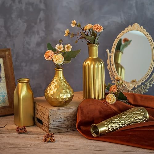Vase En Verre Doré Pour Les Fleurs, Glasseam Lot De 4 Vases à Fleurs Petits Vases En Verre Modernes Vases Décoratifs Dorés Pour La Décoration d'Intérieur Esthétiques Pour Les Centres Table Dans Salons - Nail Gallerys