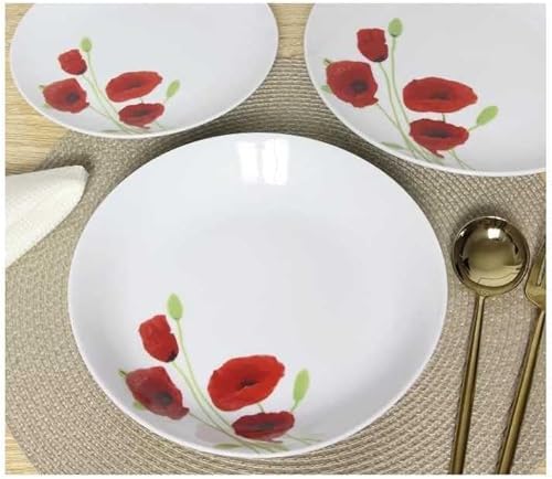 Service de Table 18 pieces en porcelaine Coquelicot rouge et blanc - Nail Gallerys