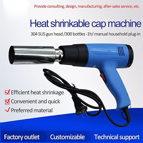 Machine de scellage de capsules de vin thermorétractable de 50 mm – Emballage de capsules en PVC à deux vitesses, parfait pour les capsules PP POF – Pistolet rétractable pour bouteilles de vin - Nail Gallerys