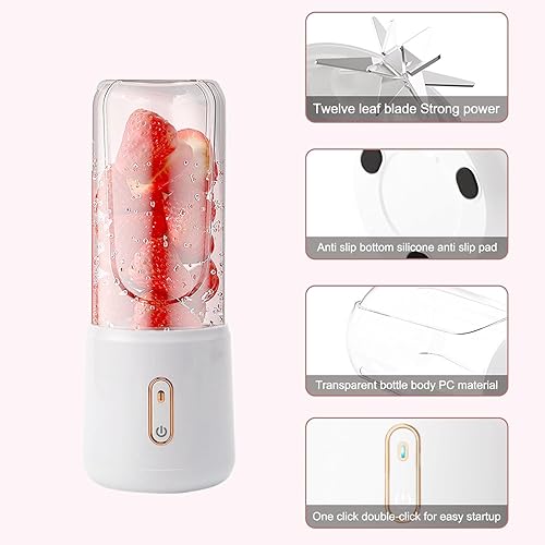 Nicoone Mini mélangeur portable de 500 ml - Rechargeable par USB - Pour cuisine, salle de sport, bureau, voyage - Nail Gallerys