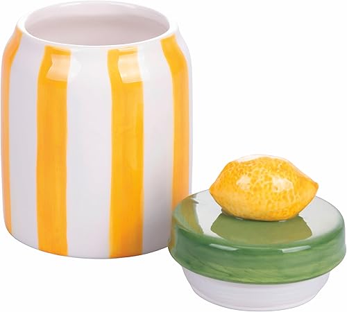 Villa d'Este Home Tivoli 2001 Pot en céramique 600 ml, couvercle design citron, Fruit Life - Nail Gallerys