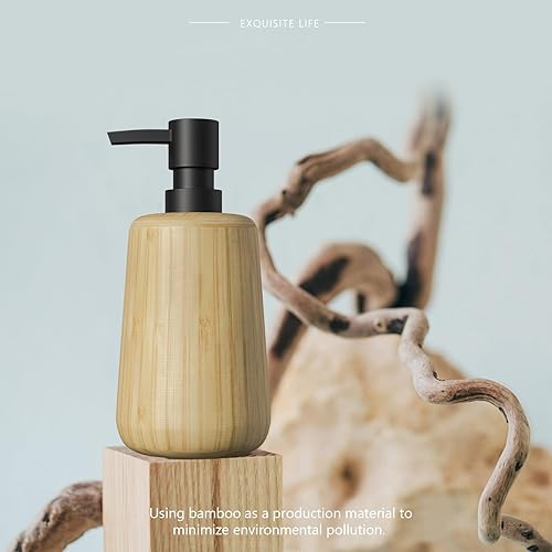 Asashizen Lot de 4 accessoires de salle de bain rétro en bambou - Porte-savon, distributeur de savon, plateau, tasse de bain de bouche pour maison, bureau, hôtel, salle de bain - Nail Gallerys