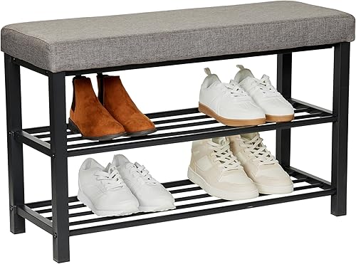 Love IT Store IT - Loft Banc Chaussures Entrée - Meuble A Chaussure Étroite avec 2 Étagères- Construction Facile - Charge 100 kg - Noir/Anthracite - 80x31x50 cm - Nail Gallerys