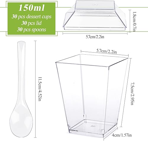 50pcs Verrine Plastique Aperitif, 60ml Réutilisables Verrines Plastiques, Tasses Coupelle, Gobelets Plastiques pour Mousse, Pudding, Tiramisu, Anniversaire, Mariages (60ml-50pcs) - Nail Gallerys