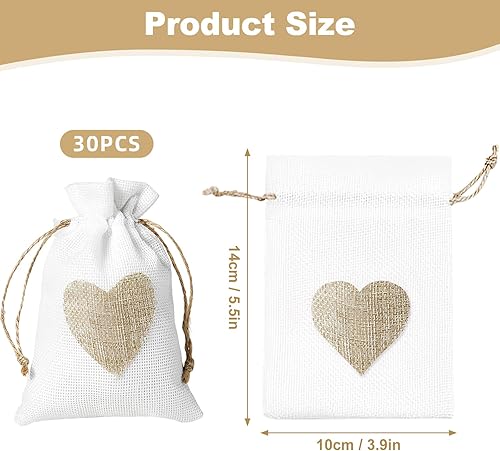 Lot de 30 sachets en toile de jute - 10 x 14 cm - En coton avec cordon de serrage - À remplir - Pour emballage de savon, bijoux, bricolage, mariage, fête - Nail Gallerys