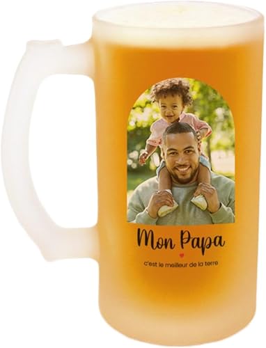 CADEAUX.COM - Chope Bière personnalisable Photo Message Personnalisé - Cadeau Anniversaire Homme Femme Fete Papa Maman - Nail Gallerys