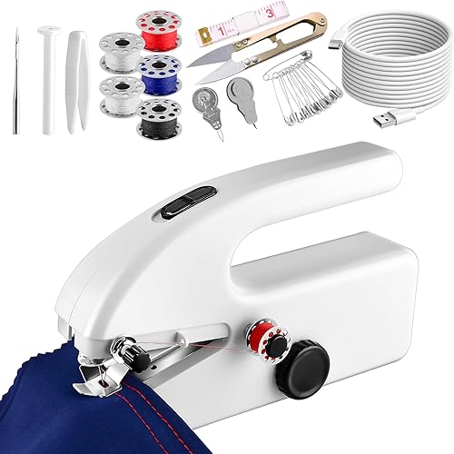 YCCOKJJ Mini machine à coudre manuelle avec accessoires de couture, machines à coudre de voyage pour débutants, 2 modes, rechargeable, facile à utiliser pour les débutants et les professionnels - Nail Gallerys