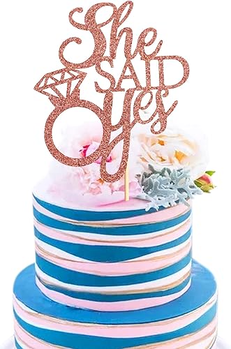 Unimall Or rose Elle a dit oui Décoration de gâteau pour fiançailles, douche nuptiale, mariage, douche, proposition de bachelorette Décorations de fête - Nail Gallerys