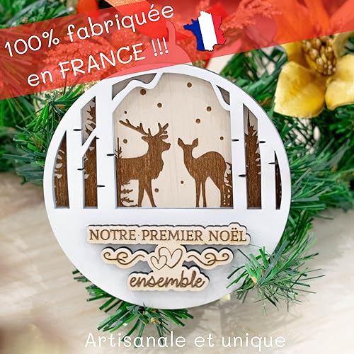 ERNESTINE - Boule de Noël personnalisée Famille en bois - Décoration cadeau sapin Personnalisable bois - Boules personnalisées gravées au laser - Idée cadeau unique pour noël - cadeau homme femme noël - Nail Gallerys