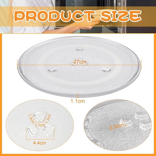ADERTOS Plateau Tournant Micro Onde 27CM Verre Micro-Ondes Universel Plateau pour Micro-Ondes Assiette Micro Onde Plateau Tournant Universel en Verre avec 3 Fixations pour Divers Micro-Ondes - Nail Gallerys