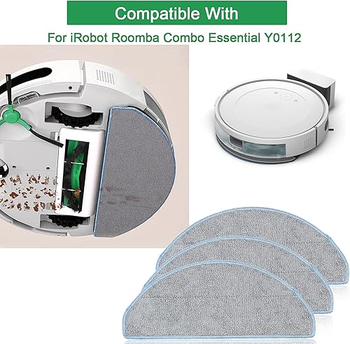 DianSung 4 pièces Chiffon rechange pour iRobot Combo i8 / i8+ / i5 / i5+ / j5 / j5+ aspirateur robot Accessoires, tampons de vadrouille en microfibre lavables et réutilisables - Nail Gallerys