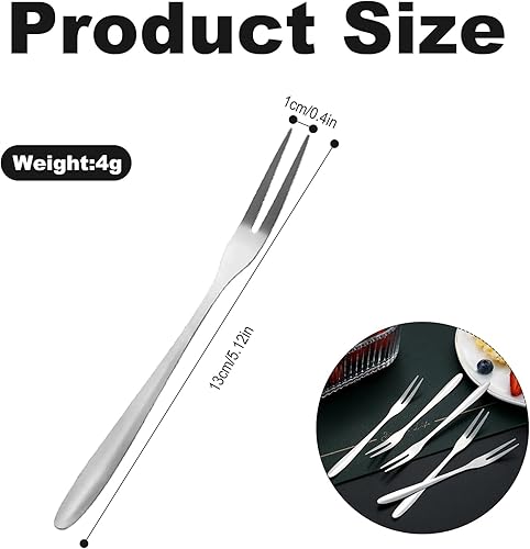 tiyiyok Lot de 6 Pcs Fourchette, Fourchettes à Escargots, Fourchettes en Acier Inoxydable, Fourchette à Crustacés, Fourchettes en Réutilisables de 13cm, pour le Gâteau, Chocolat, Fromage, fruits - Nail Gallerys