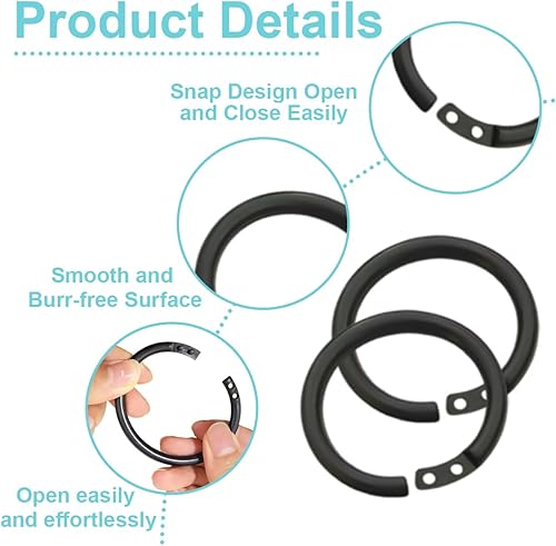 PEXIVOZ 40 Pack Anneaux de Rideau de Douche, Crochets Ronds pour Salle de Noir - Lot de 40 Crochets en Plastique Noir en pour Rideaux de Douche - Nail Gallerys