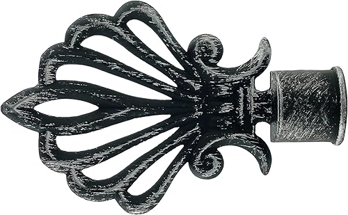 GIRASOLE HOME® Terminal Coquillage pour barre de rideau de diamètre de 18-20 mm 2 pièces en alliage de zinc (Noir et Argent) - Nail Gallerys