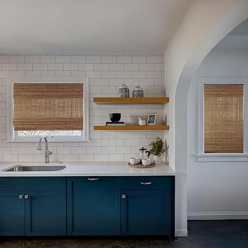 CALYX INTERIORS Store Romain sans Fil en Bambou Qui Filtre la lumière, 87,6 x 182,9 cm (l x H), châtaignier de Ceylan - Nail Gallerys