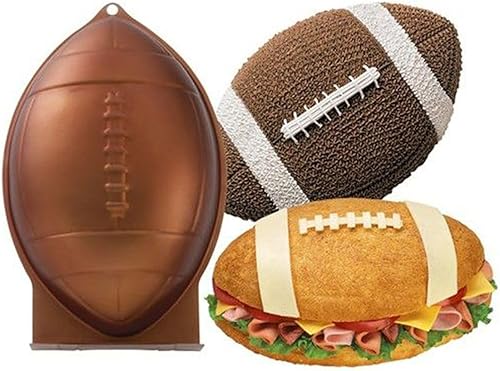 Wilton Moule à Gâteau Ballon de Rugby 3D, Moule en Aluminium pour Décorations de Fête de Rugby Anniversaires Enfant - 30 x 20 x 7,5 cm - Nail Gallerys