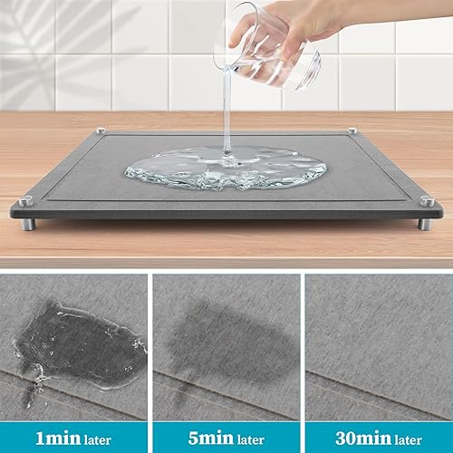 QLoztyse Tapis Egouttoir Vaisselle - Tapis Vaisselle Absorbant de Cuisine en Pierre de Diatomite, Tapis de Séchage Rapide 30x40 CM, Plateau Égouttoir Antidérapant pour Cuisine - Nail Gallerys