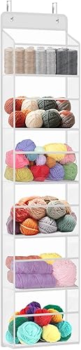 Univivi Rangement transparent au-dessus de la porte, 6 étagères de rangement suspendues, rangement arrière de porte avec 2 grands crochets métalliques pour rangement et organisation étanches de salle - Nail Gallerys