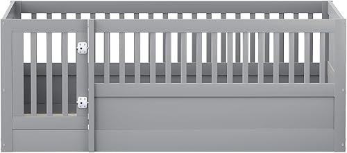 Merax Lit d'enfant - 140 x 200 cm - Lit de Sol avec Porte - pour Fille et garçon - Blanc (sans sommier à Lattes ni Matelas) - Nail Gallerys