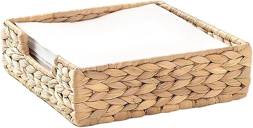 Hbbgdiy Porte-Serviette à la Jacinthe à Eau Naturelle 7.48x7.48x2.36 Panier carré tissé pour Serviettes en Papier, Table de Cuisine, Salon, café, Restaurant, décor de Ferme - Nail Gallerys